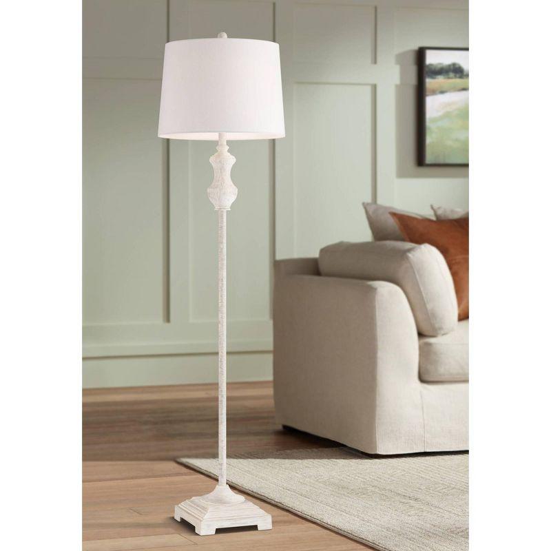 Barnes and Ivy Verona Traditional Shabby Chic 61 1/2" Tall Standing Floor Lamp Skinny Vintage White Living Room Bedroom House Reading Office