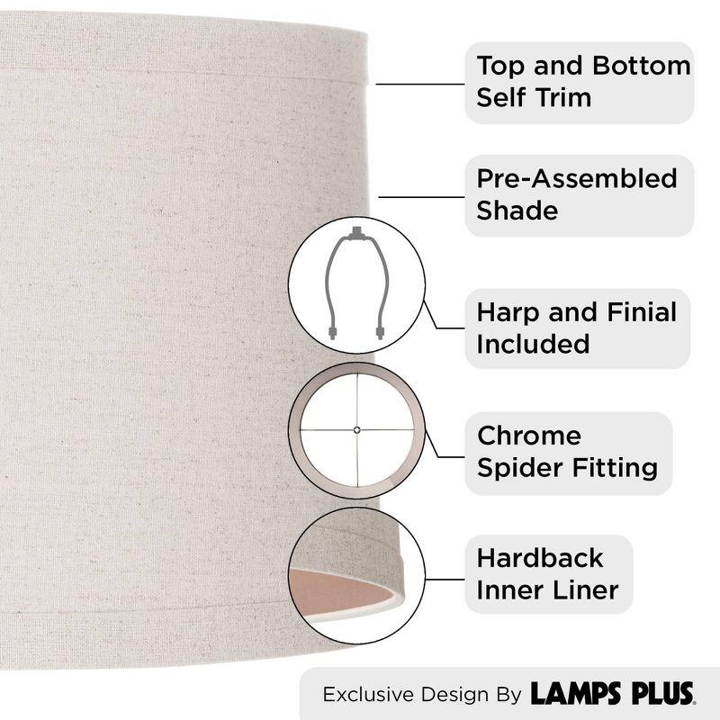 Springcrest Natural Linen Medium Drum Lamp Shade 15" Top x 16" Bottom x 11" High (Spider) Replacement with Harp and Finial