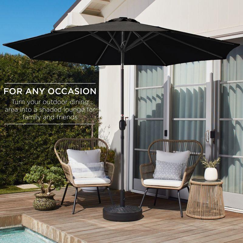 Best Choice Products 10ft Outdoor Steel Market Patio Umbrella w/ Crank, Tilt Push Button, 6 Ribs - Black