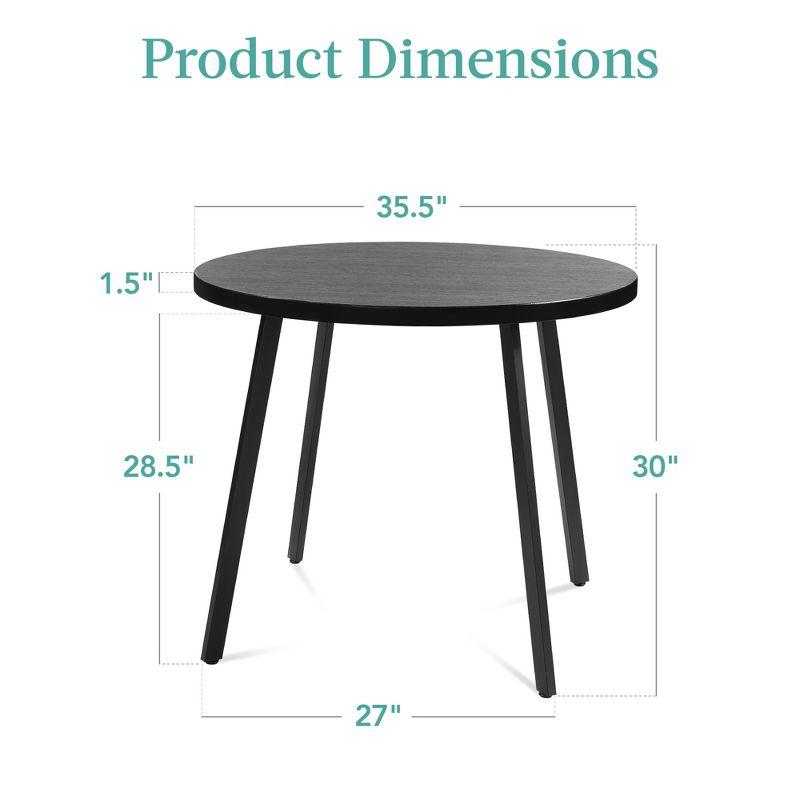 Brattleboro 35.5In Mid-Century Modern Round Dining Table W/ Steel Legs, Adjustable Feet