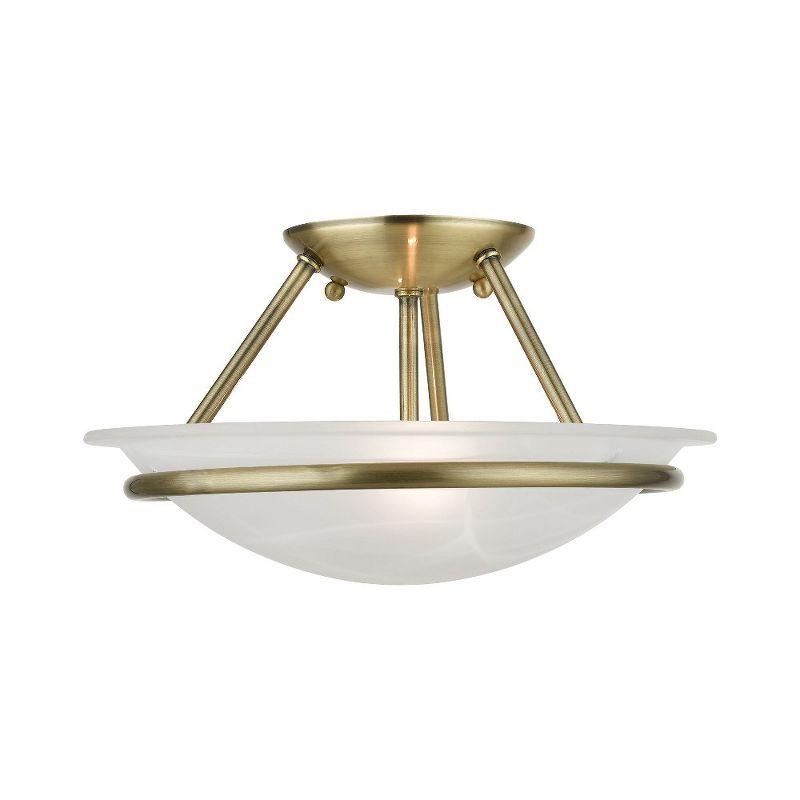 Livex Lighting Newburgh 2 - Light Semi-Flush Mount in  Antique Brass