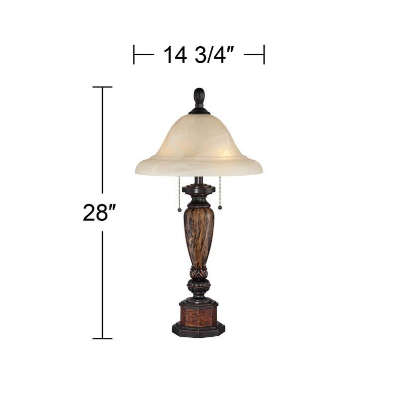 Warm Bronze Traditional Table Lamp with Alabaster Glass Shade