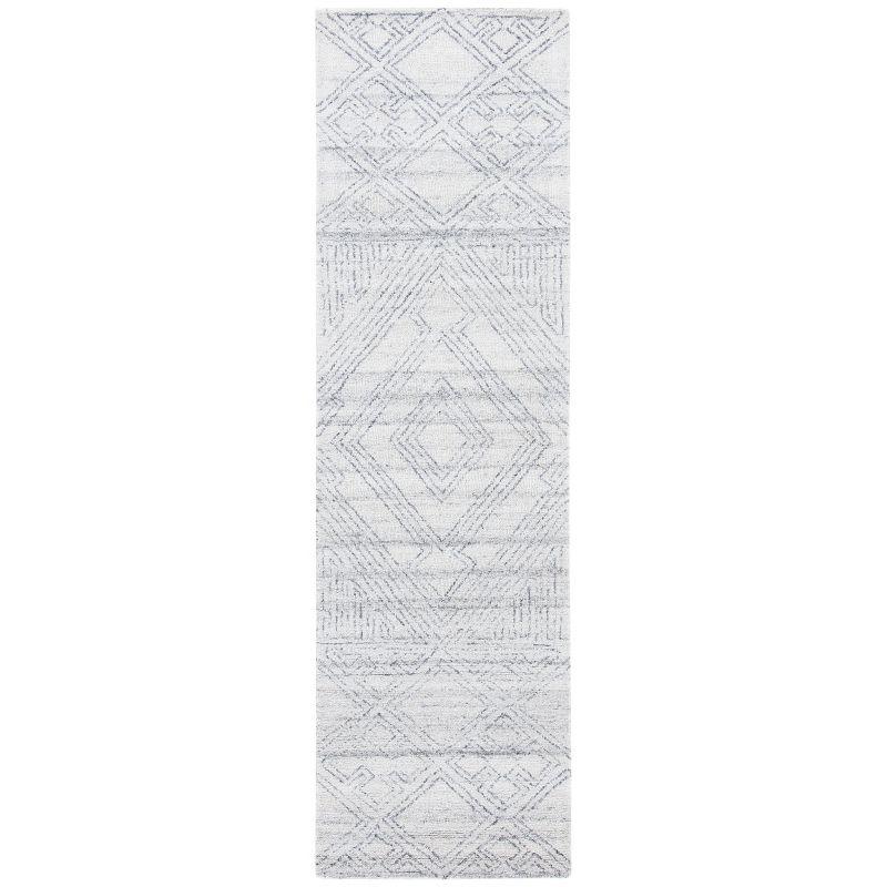 Ivory Abstract Handmade Tufted Wool Runner Rug