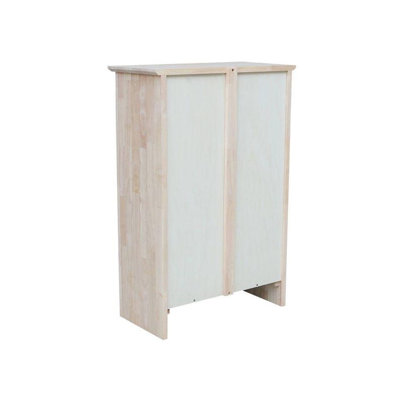 36"x24" Shaker Bookcase Unfinished - International Concepts: Rubberwood Material, 3 Fixed Shelves, Enclosed Back