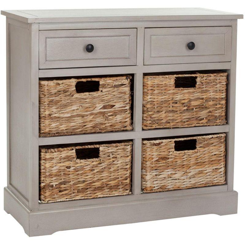 Herman Storage Unit with Wicker Baskets - Vintage Grey - Safavieh.