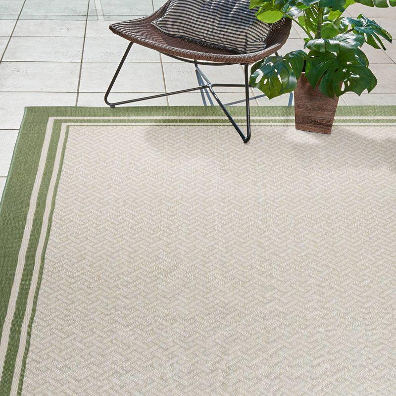 Gertmenian Paseo Soroa Palm Green/Beige Classic Border Indoor/Outdoor Flatweave Area Rug