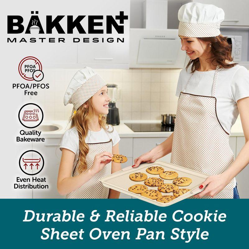 BAKKEN Deluxe 8-Piece Carbon Steel Bakeware Set - Nonstick White Marble Coating,
Silicone Handles - Professional Quality Kitchen Oven Baking Pans