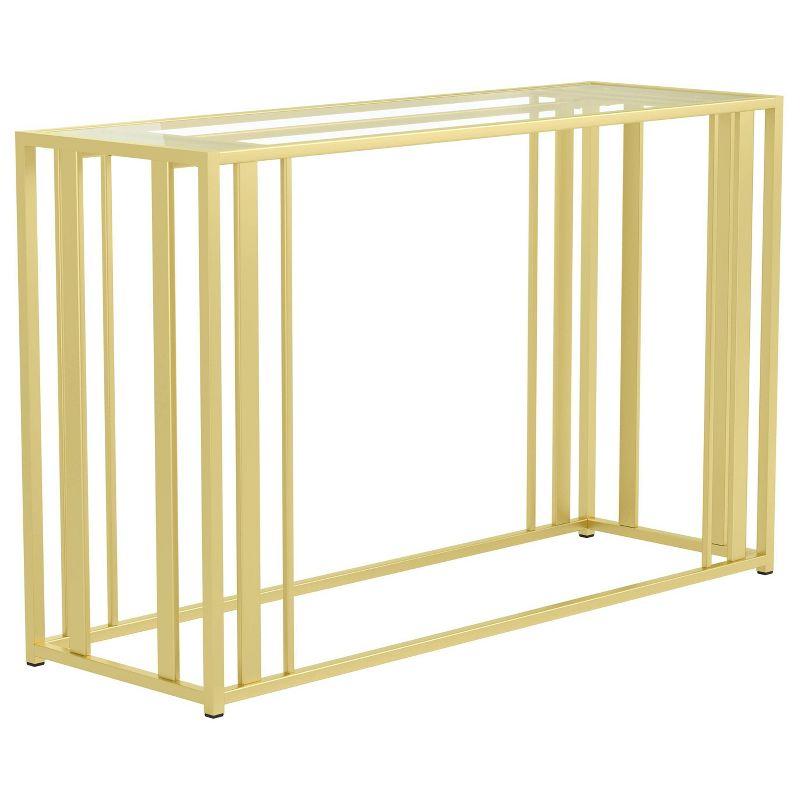 Adri Matte Brass 47.25'' Rectangular Glass Console Table