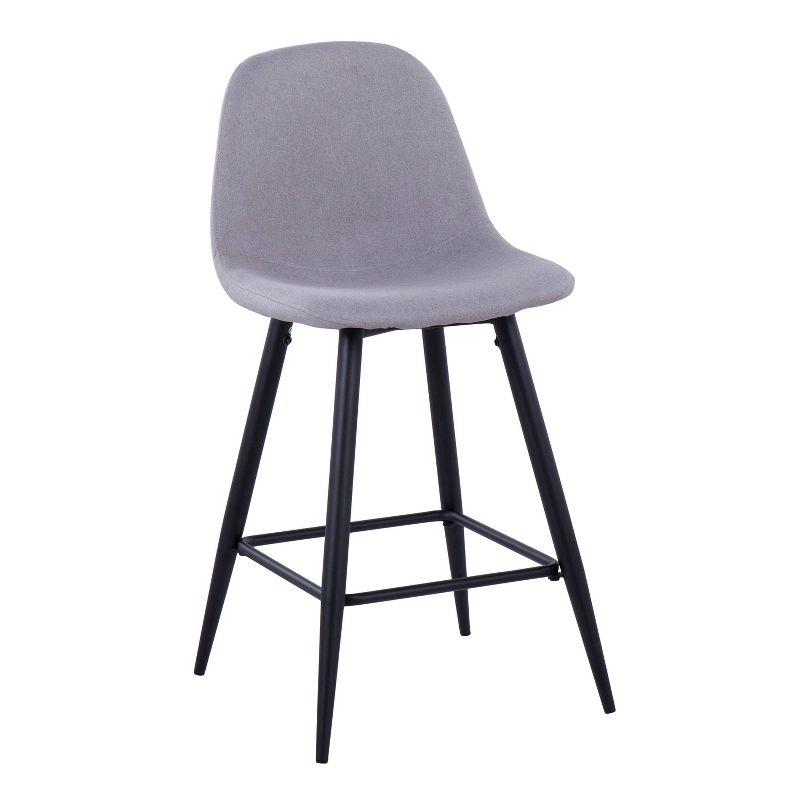 Set of 2 Pebble Counter Height Barstools Black/Light Gray - LumiSource: Upholstered Metal Frame, 250lb Capacity