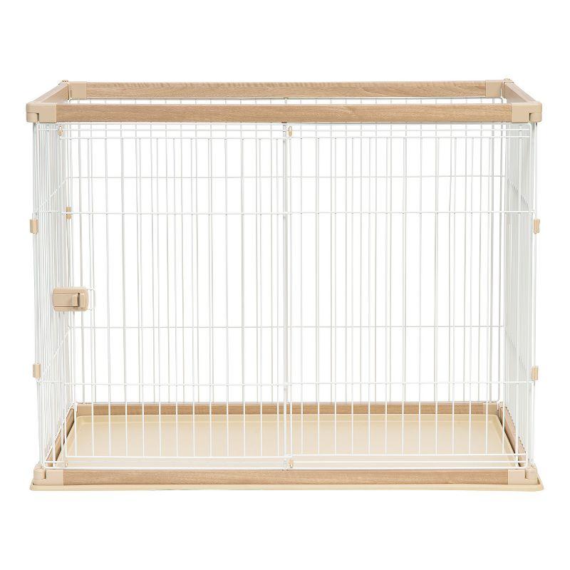 IRIS USA Extra Tall Open Pet Playpen, Crate, Light Brown/White