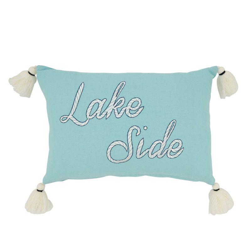 Saro Lifestyle Lake Side Serenity Throw Pillow Cover, Blue, 12"x18"