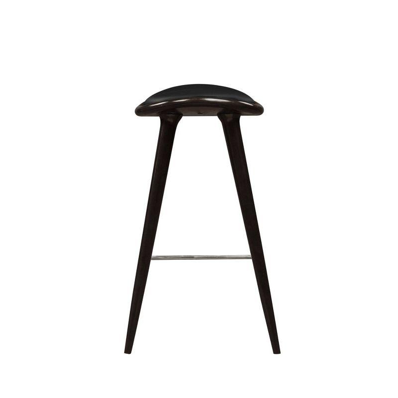 Lucio Oval Backless Wood Barstool Black/Cappuccino - Boraam: Rubberwood Frame, Faux Leather, Metal Footrest