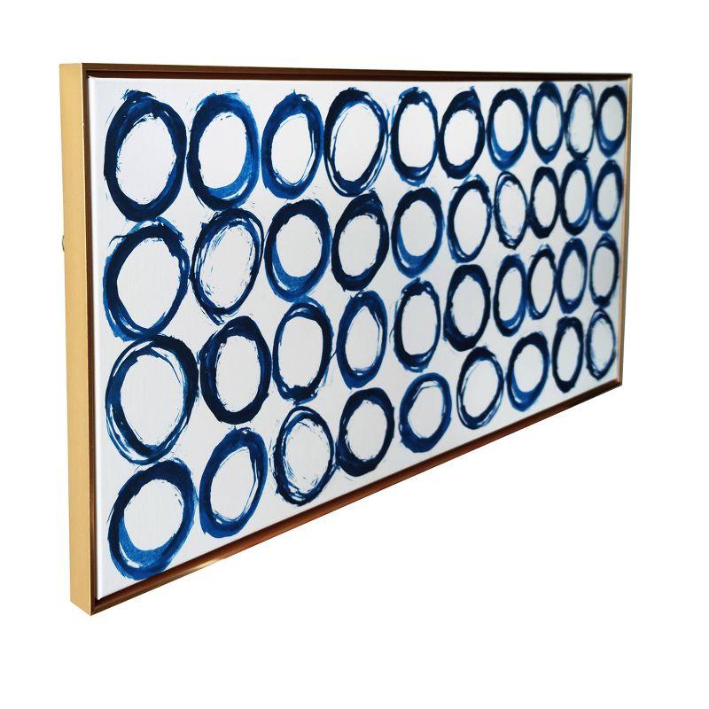 19" x 45" Rings Floating Framed Wall Canvas Blue - Gallery 57: Modern Abstract Geometric Digital Art, Gold Plastic Frame