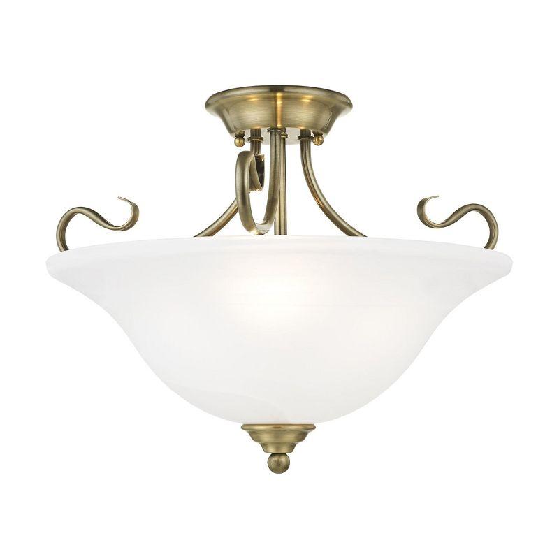 Livex Lighting Coronado 3 - Light Semi-Flush Mount in  Antique Brass