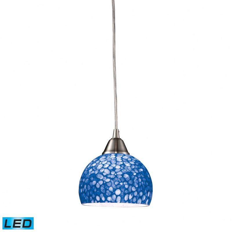 Pebbled Blue Glass Mini LED Pendant Light