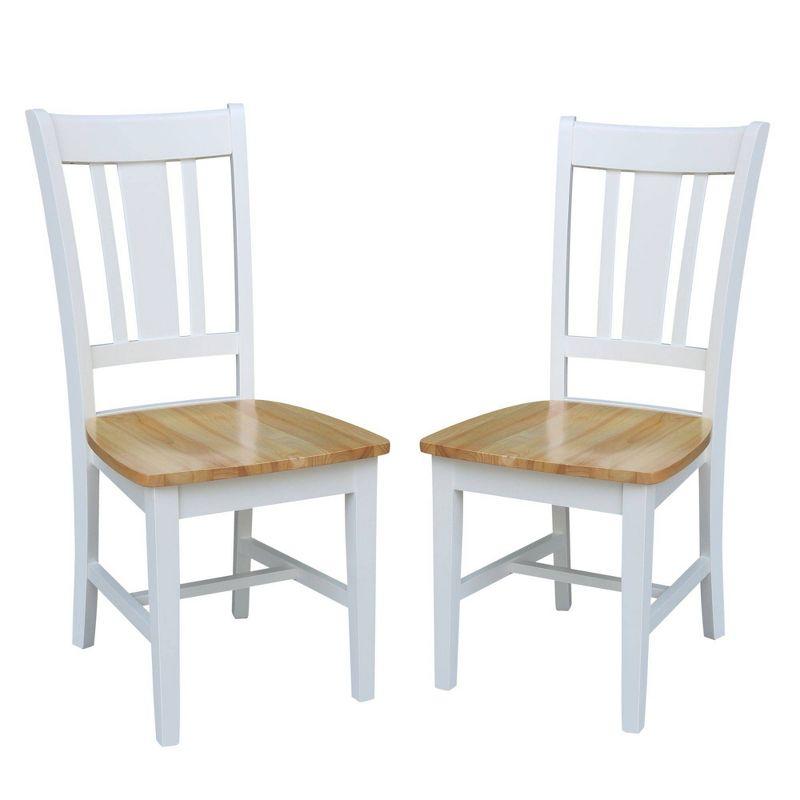 Set of 2 San Remo Splatback Dining Chairs White/Natural - International Concepts: Hardwood Frame, Armless Design