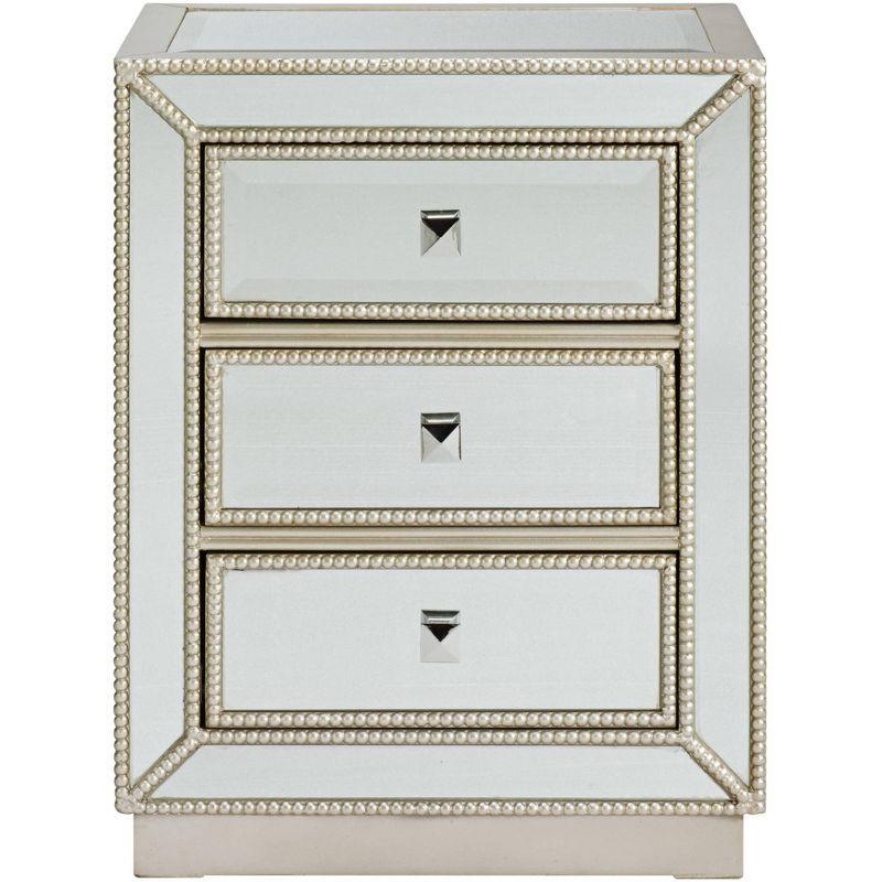 Elegant White Mirrored 3-Drawer Accent Table 20" x 15"