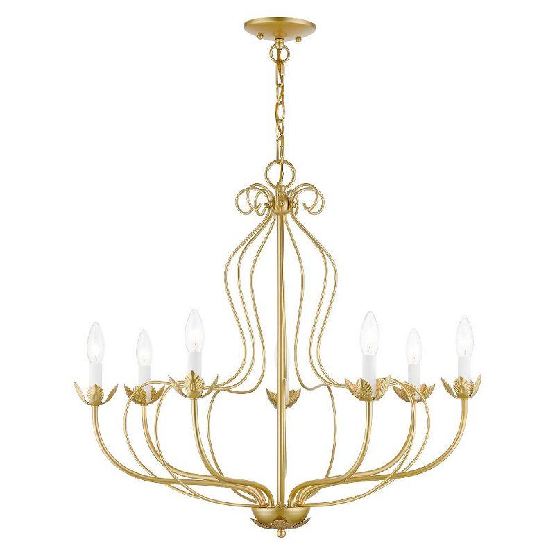 Katarina Graceful Floral 7-Light Chandelier in Soft Gold