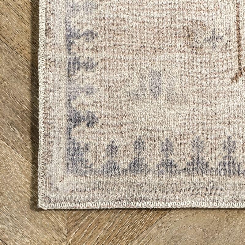 Nuloom Krystin Medallion 4x6 Machine Washable Indoor Area Rug for Living Room Bedroom Dining Room Kitchen, Beige/Ivory
