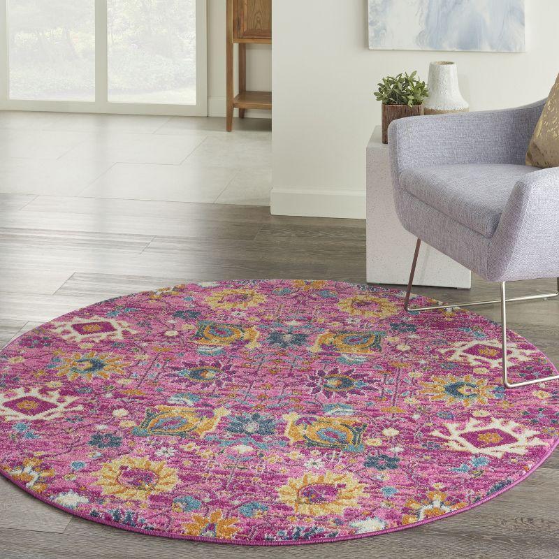 Nourison Passion Bohemian Indoor Rug Fuchsia 5' x Round