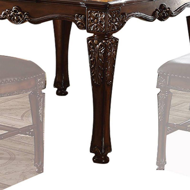 54" Vendome Accent Table Cherry Finish - Acme Furniture: Square, Turned Wood Legs, Floral Motifs