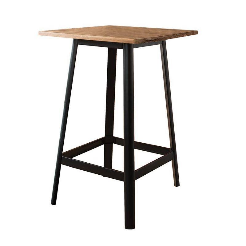 28" Jacotte Accent Table Natural and Black - Acme Furniture: Pine Wood, Tapered Legs, Metal Frame