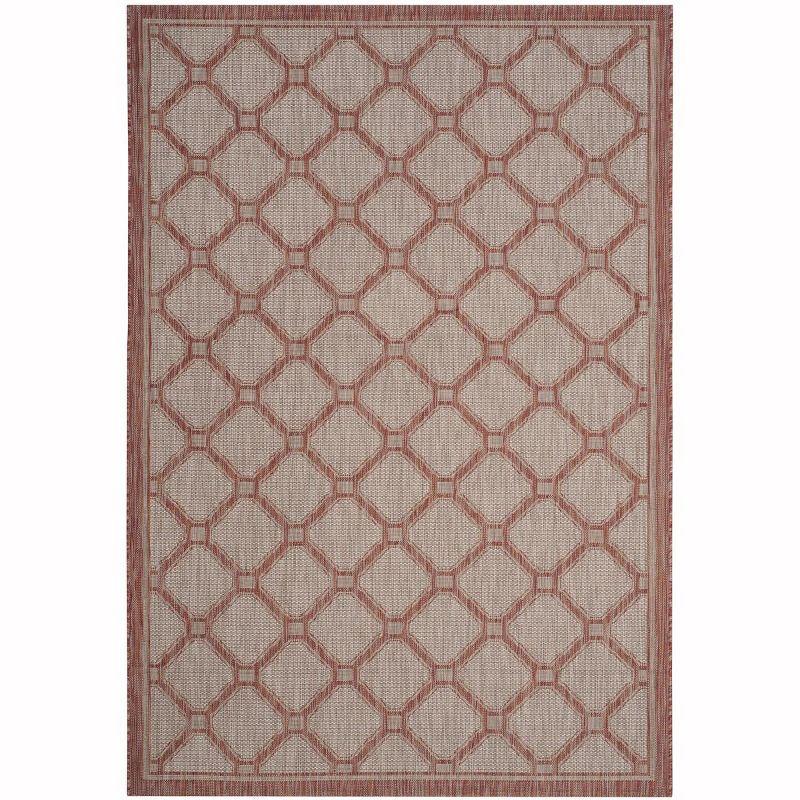 Courtyard CY8474 Power Loomed Indoor/Outdoor Area Rug - Red/Beige - 6'7"x9'6" - Safavieh.