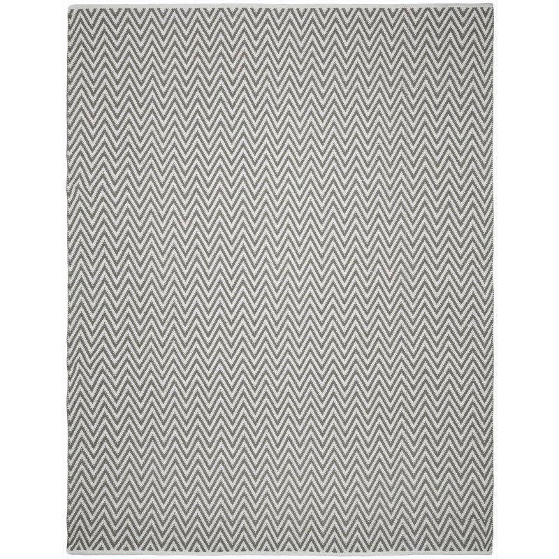 Grey and Ivory Handwoven Cotton Area Rug, 8' x 10'