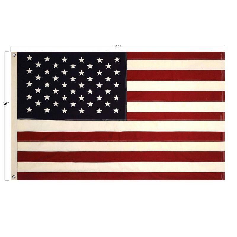 5' x 3' USA Flag Cotton with Grommets White/Blue - Storied Home: Polyester, Indoor Use, No Assembly Required