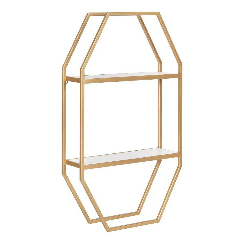 Adela White and Gold Geometric Wall Shelf