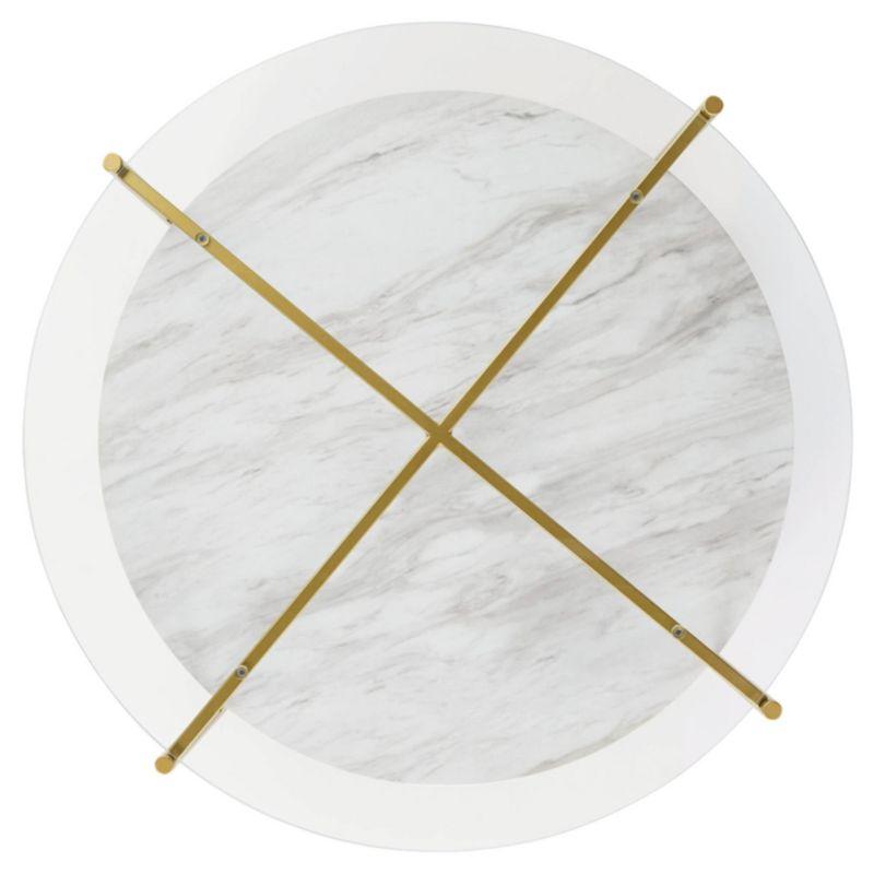 Aurelia Gold & White 32" Contemporary Round Glass Cocktail Table