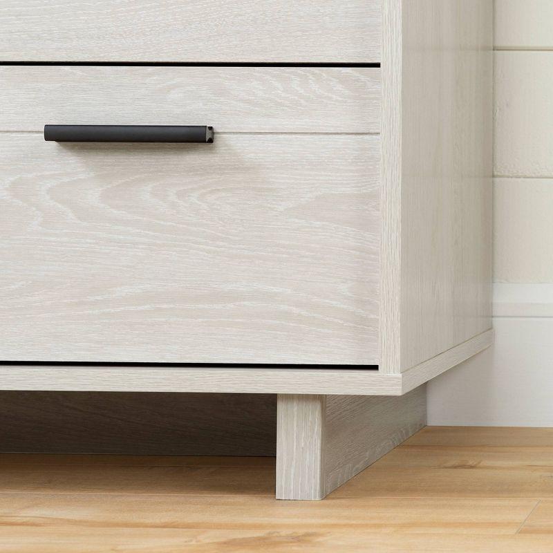 Fynn Winter Oak Modern 2-Drawer Nightstand with Sleek Metal Pulls