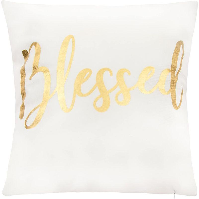 White and Gold Inspirational Polyester Throw Pillow Covers, 18 x 18 in, Set of 4