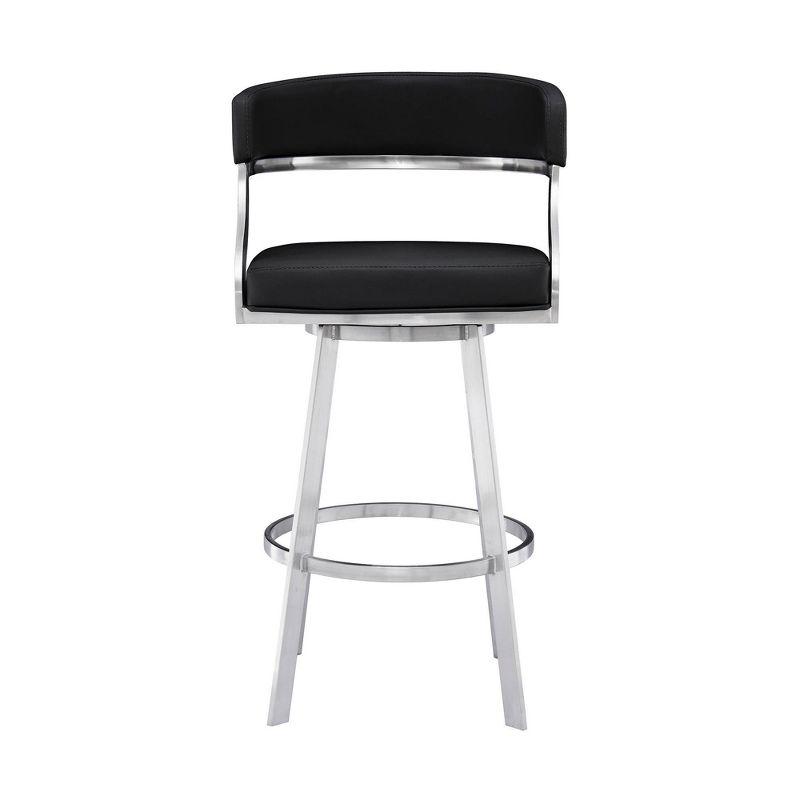 26" Saturn Faux Leather Counter Height Barstool: Swivel, Low Back, Armen Living