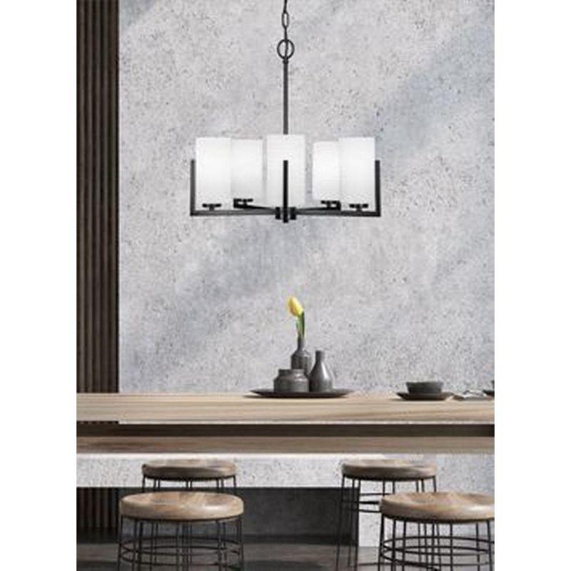 Latitude Run® Atlas 5 Light Uplight Chandelier Shown In Graphite Finish With 4” Clear Bubble Glass