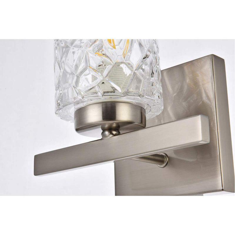 Elegant Lighting Cassie 1 light bath sconce in satin nickel with clear shade