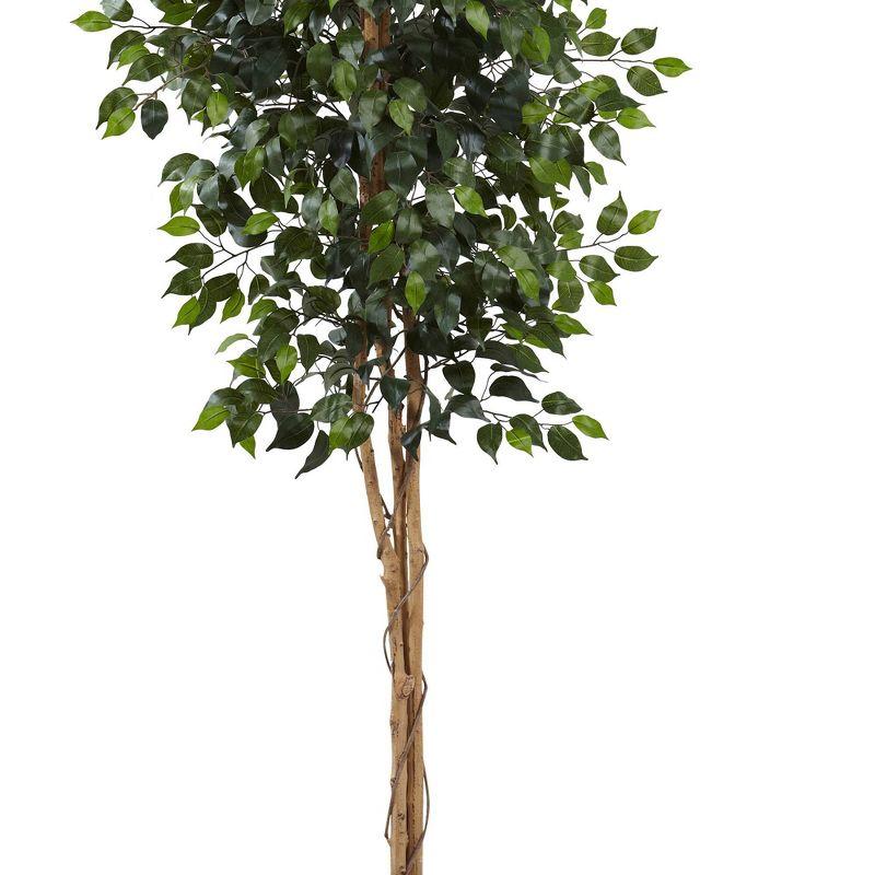 96" Artificial Ficus Tree in Pot Black - Nearly Natural: Indoor, Unlit, No Assembly Required