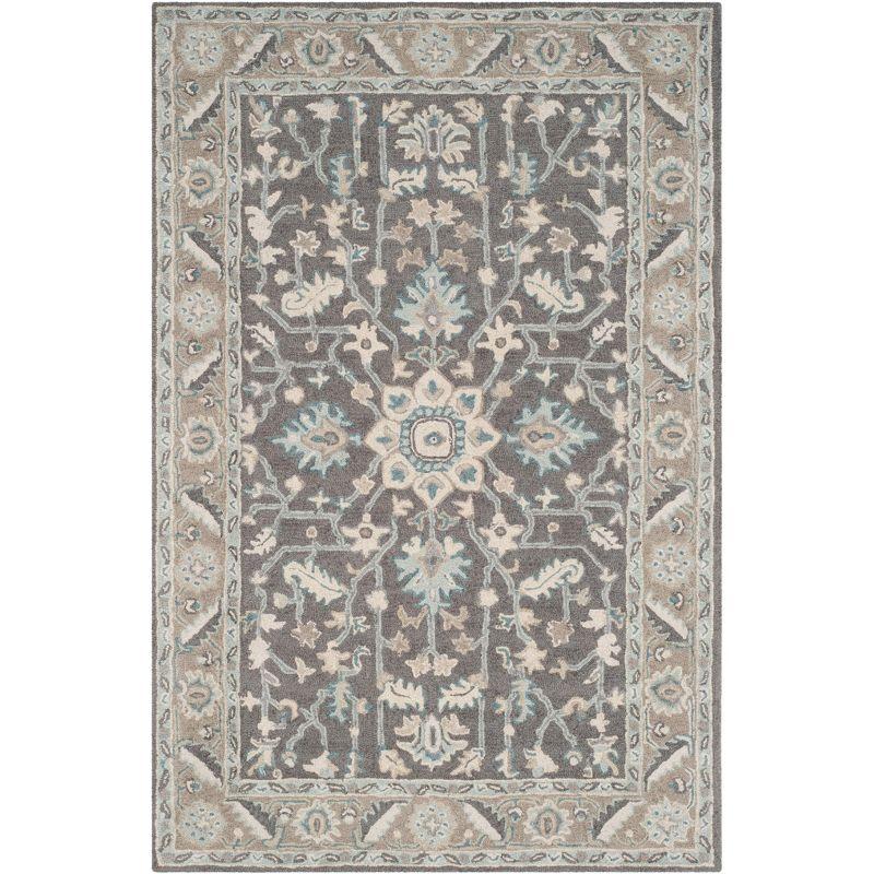 Handmade Gray Wool Tufted Floral Area Rug 2' x 3'