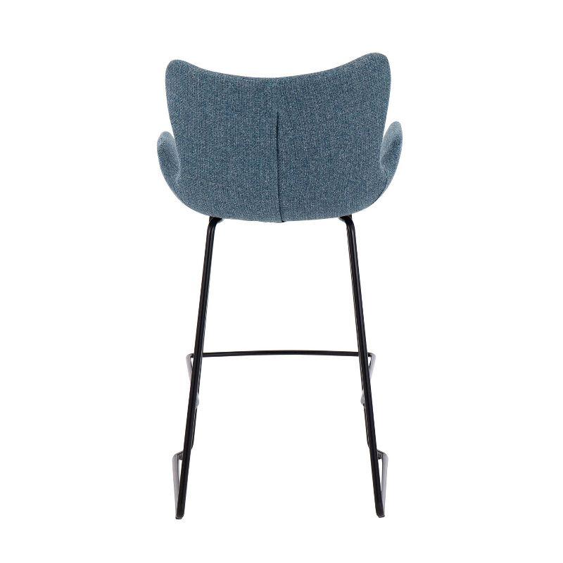 Set of 2 Tara Counter Height Barstools Black/Blue - LumiSource: Modern Upholstered, Metal Base, 250lb Capacity