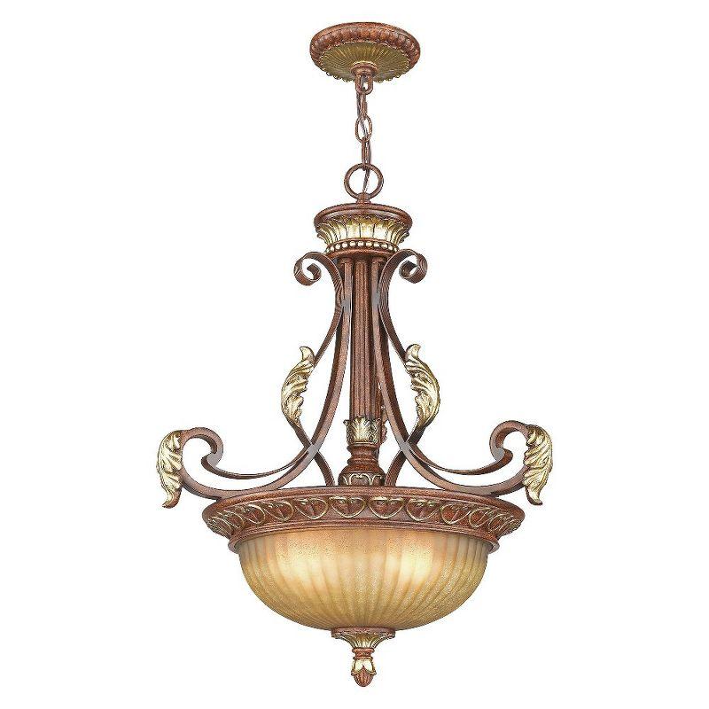 Villa Verona 3-Light Bronze and Glass Pendant