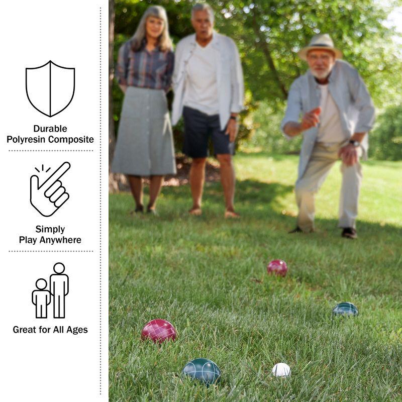 Toy Time Outdoor Bocce Ball Set with Bocce Balls, Pallino and Equipment Carrying Bag - Red/Green
