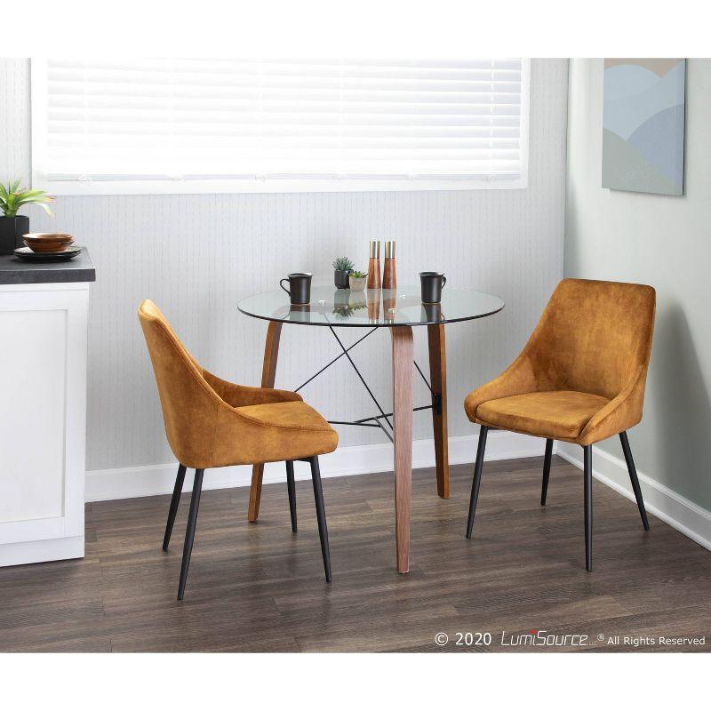 34" Trilogy Round Dining Table Walnut/Clear Glass - LumiSource: Mid-Century Modern Style, Seats 4