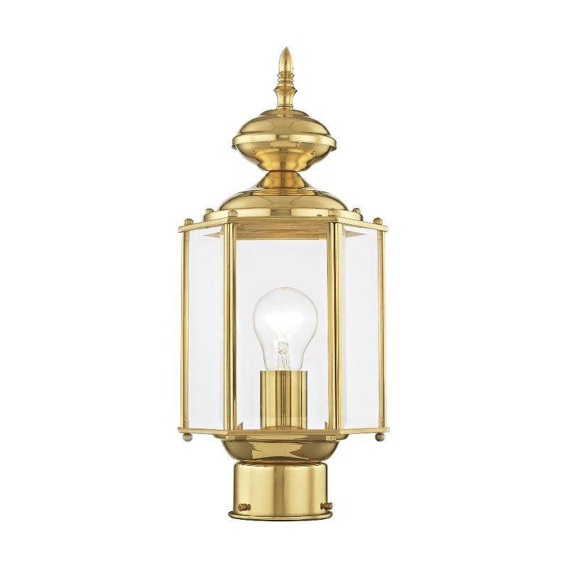 Polished Brass Outdoor Post Lantern with Clear Beveled Glass