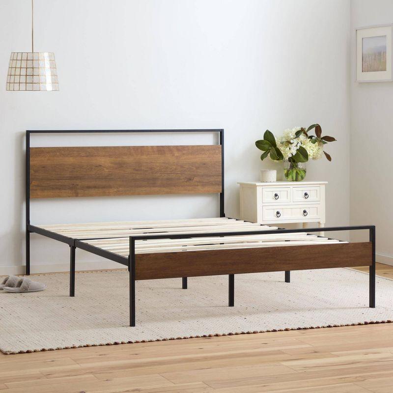 Nora Metal and Wood Platform Bed Frame - Brookside Home