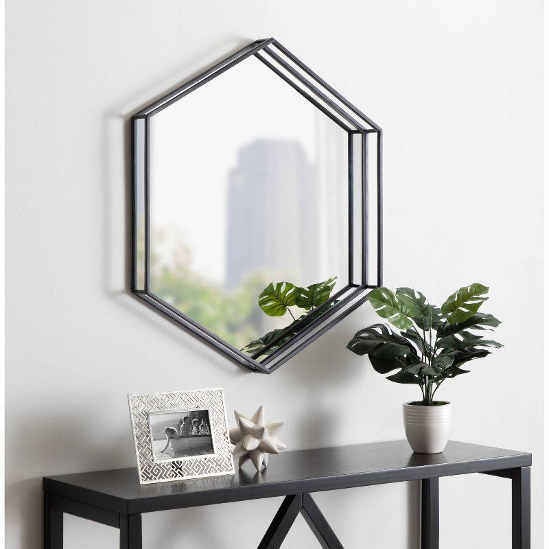 30" x 26" Felicia Hexagon Wall Mirror Black - Kate & Laurel All Things Decor