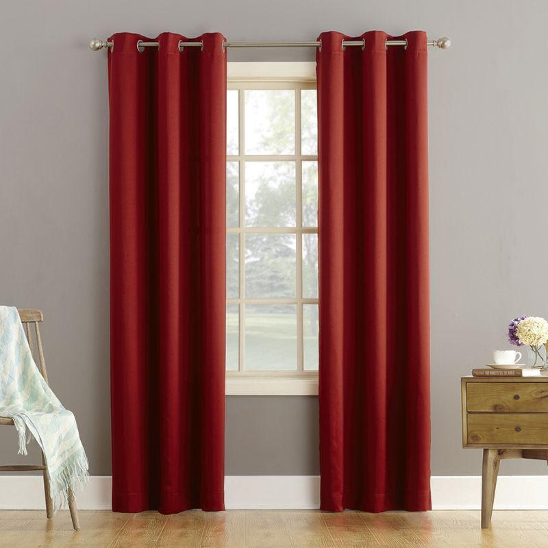 40"x84" Sun Zero Room Darkening Lazlo Grommet Curtain Panel Brick Red: Modern, Energy Efficient, Noise Reduction