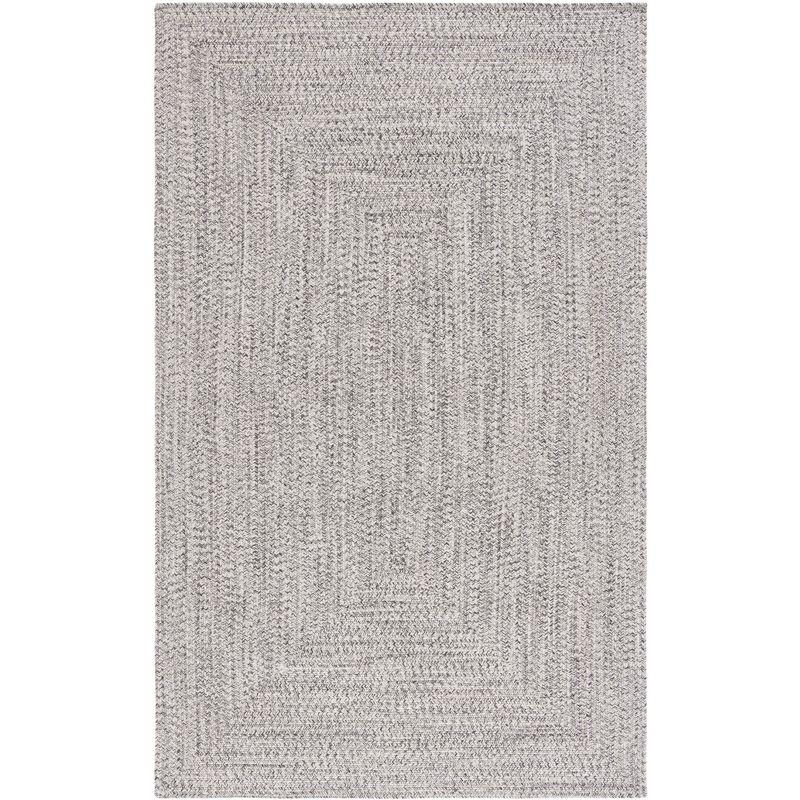 Braided BRA201 Machine Washable UV & Stain Resistant Non-Shedding Hand Woven Indoor/Outdoor Accent Rug - Grey/Ivory - 3'x5' - Safavieh