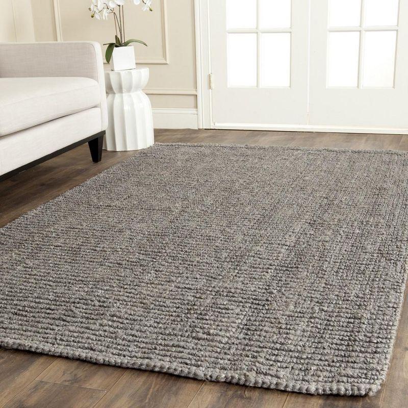 Light Gray Hand-Knotted Wool Area Rug, 4' x 6'