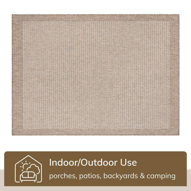 Well Woven Medusa Odin Solid Color Striped Border Indoor/Outdoor Ivory Flatweave Rug