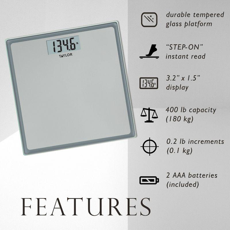Digital Glass Bathroom Scale Gray/Silver - Taylor